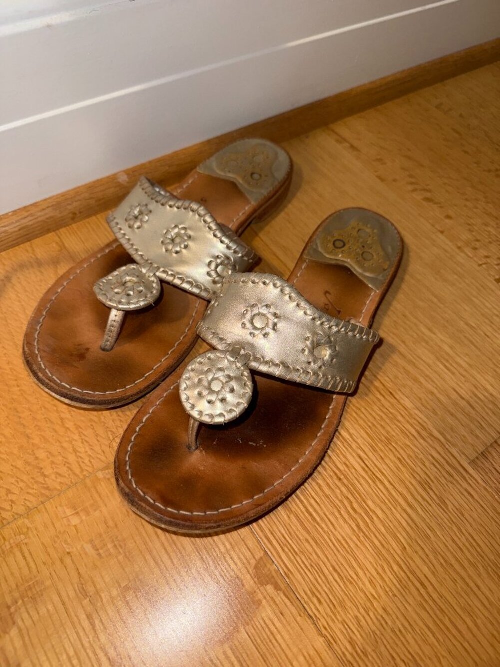 Jack Rogers Women's Brown and Gold Sandals